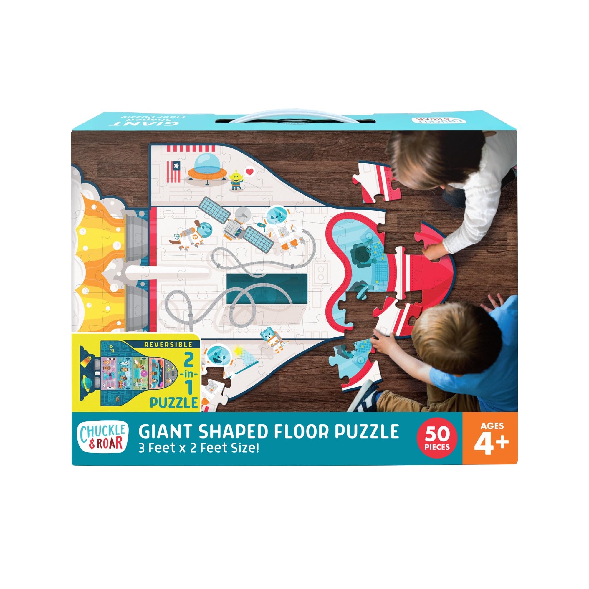 Chuckle & Roar Dinosaur Glow Floor Puzzle – 50 Pieces, 2x3 ft, Glow-in-the-Dark Bones for Ages 4+
