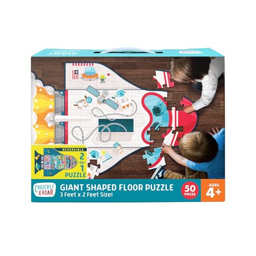 Chuckle & Roar Dinosaur Glow Floor Puzzle – 50 Pieces, 2x3 ft, Glow-in-the-Dark Bones for Ages 4+