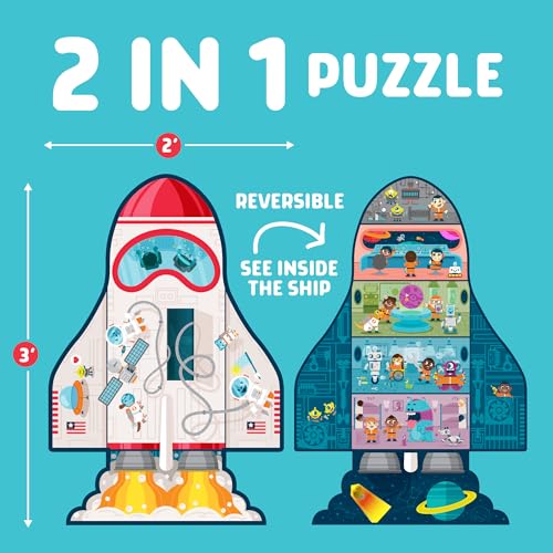 Chuckle & Roar Dinosaur Glow Floor Puzzle – 50 Pieces, 2x3 ft, Glow-in-the-Dark Bones for Ages 4+
