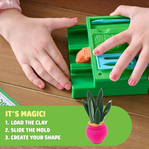 Chuckle & Roar Whoa Dough Slide & Shape Creator: Plants – 15-Color Air-Dry Craft Kit for Kids Ages 5+