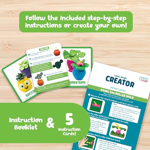 Chuckle & Roar Whoa Dough Slide & Shape Creator: Plants – 15-Color Air-Dry Craft Kit for Kids Ages 5+