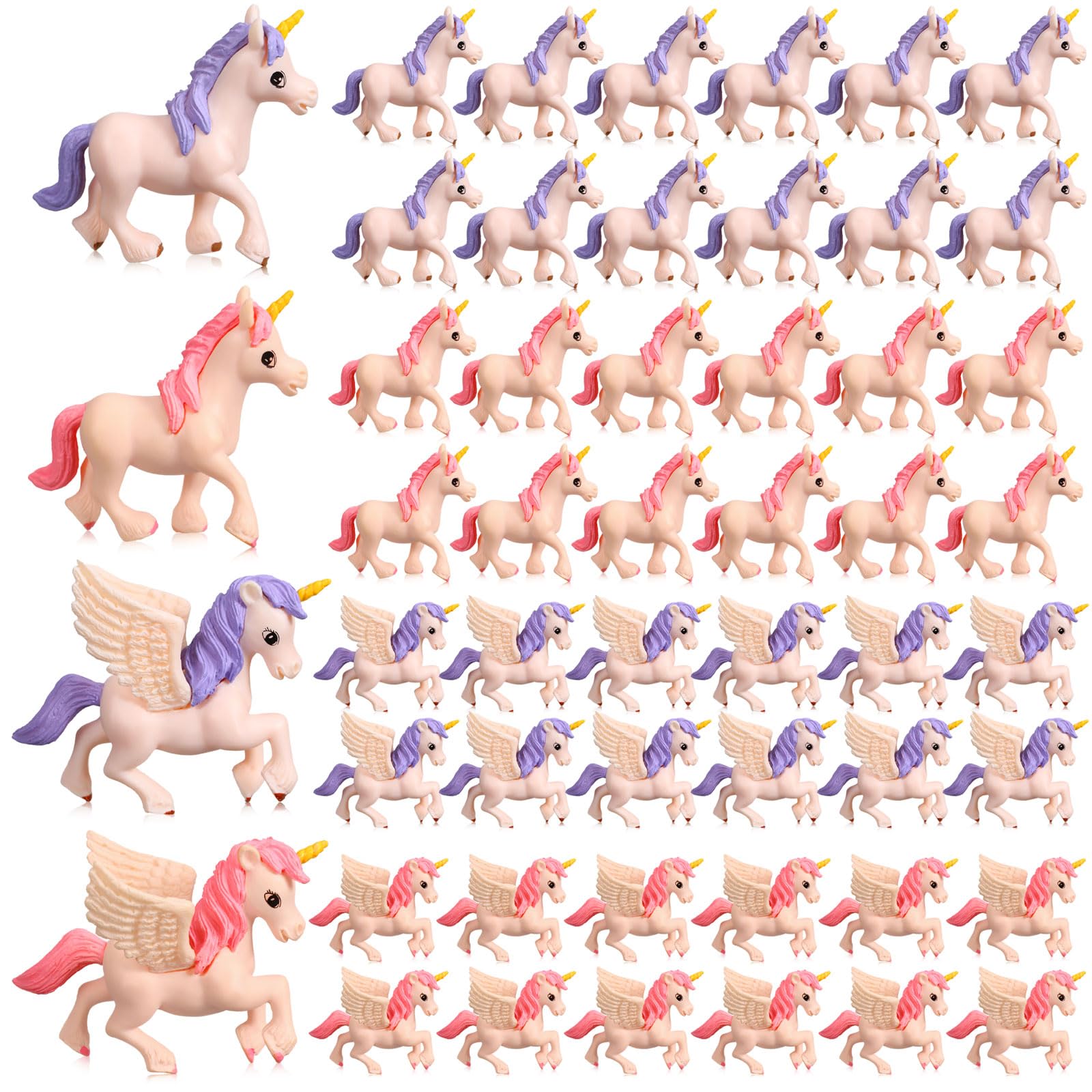 Chunful 12-Piece Mini Unicorn Figurines with Wings – Hand-Painted Plastic Cake Toppers for Birthday & Fairy Garden Decor