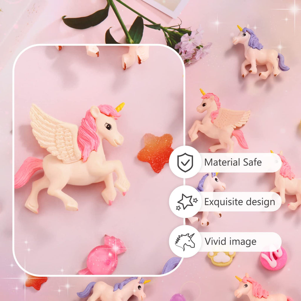 Chunful 12-Piece Mini Unicorn Figurines with Wings – Hand-Painted Plastic Cake Toppers for Birthday & Fairy Garden Decor