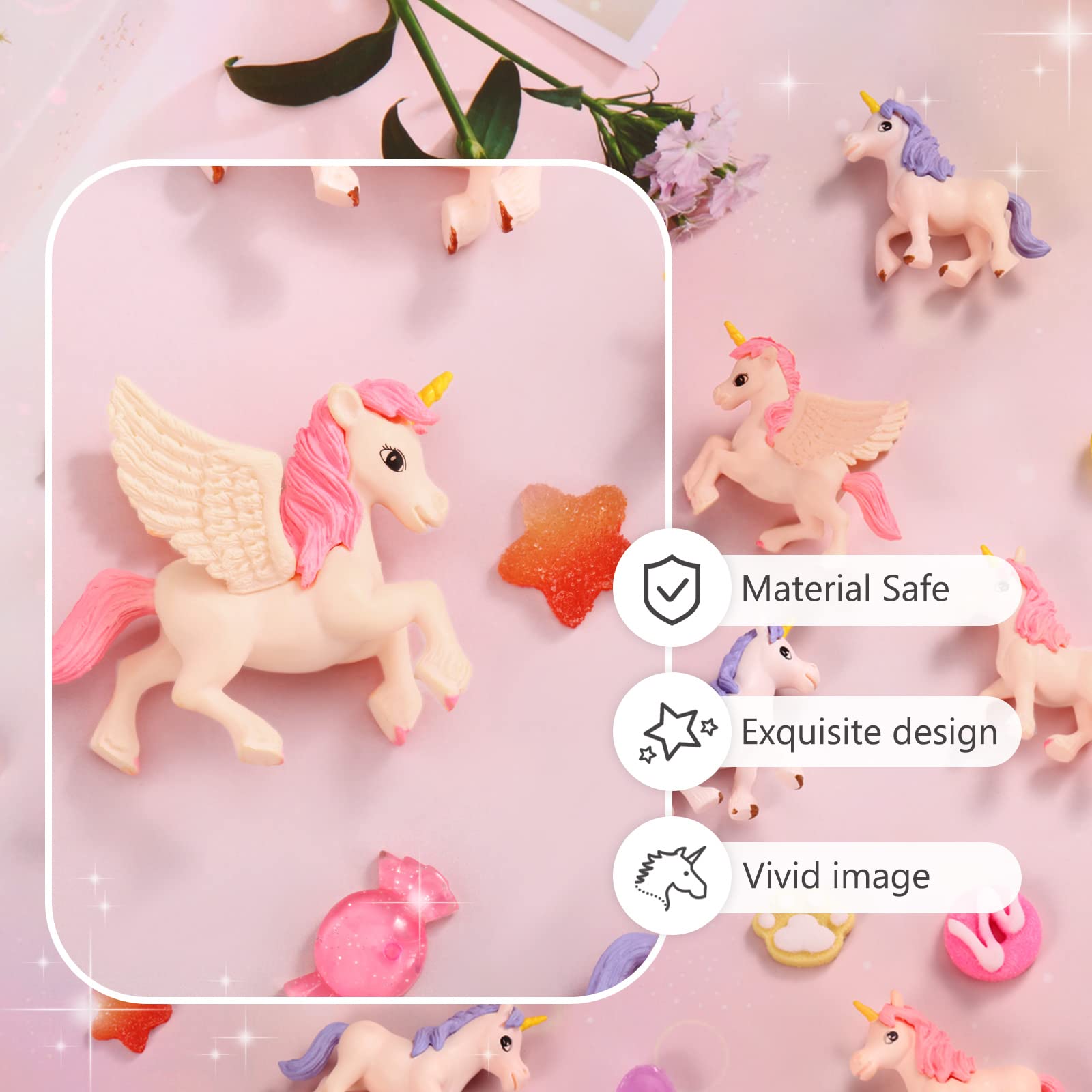 Chunful 12-Piece Mini Unicorn Figurines with Wings – Hand-Painted Plastic Cake Toppers for Birthday & Fairy Garden Decor