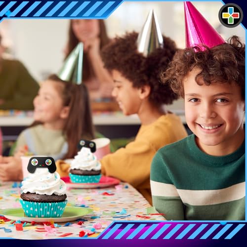 Chunful 48 Video Game Cupcake Toppers - Gamer Party Decorations for Birthdays & Celebrations