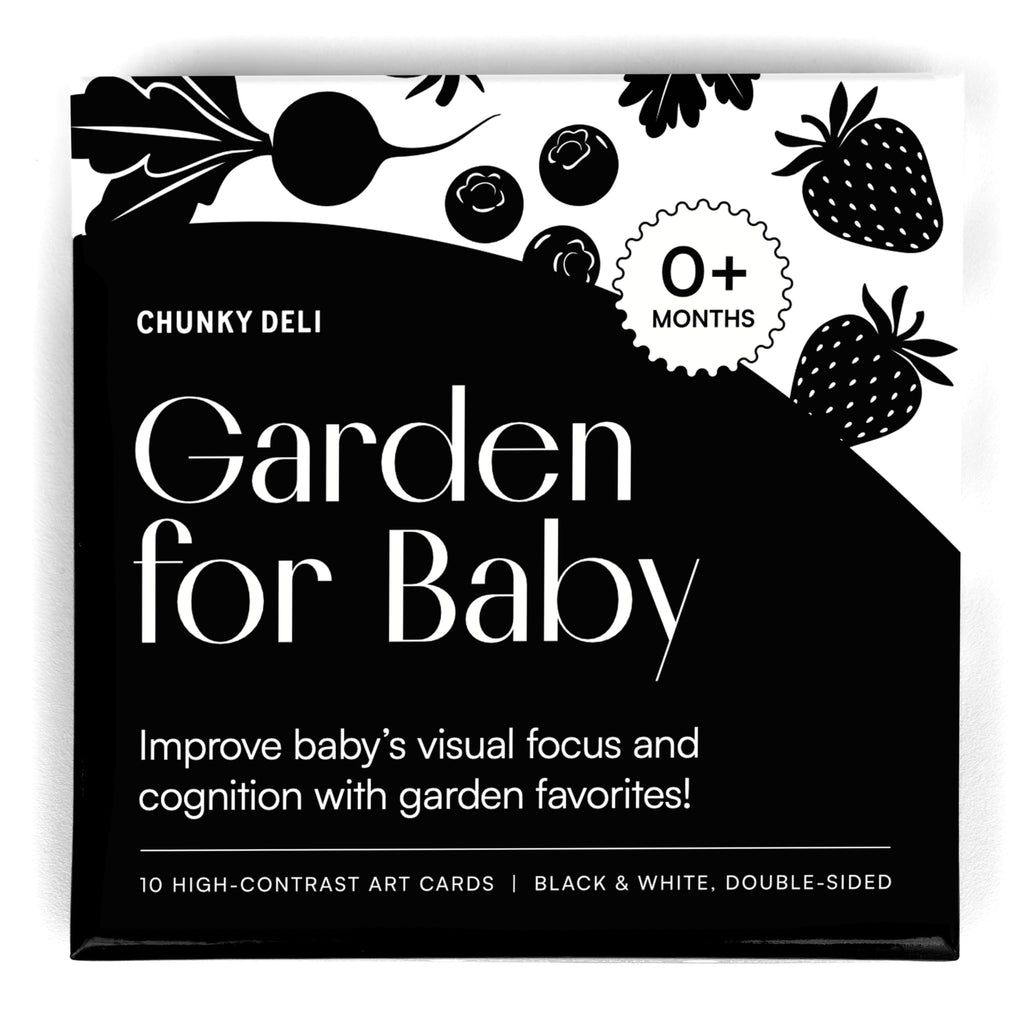 Chunky Deli Garden for Baby High Contrast Cards – 10 Laminated Black & White Sensory Cards for Newborn Vision and Tummy Time