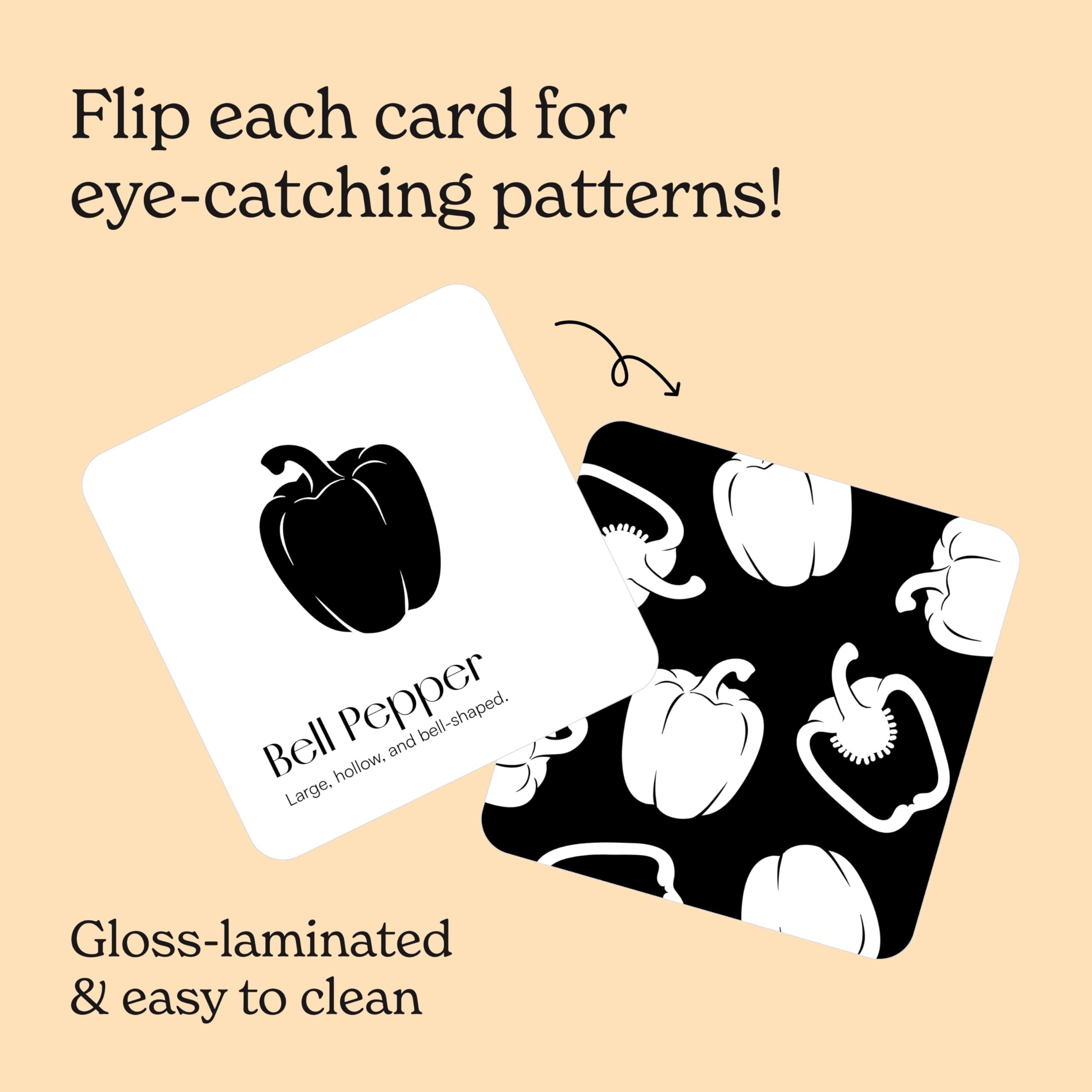 Chunky Deli Garden for Baby High Contrast Cards – 10 Laminated Black & White Sensory Cards for Newborn Vision and Tummy Time
