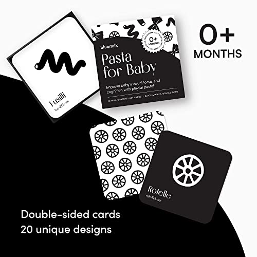 Chunky Deli High Contrast Pasta Flash Cards for Newborns – Black & White Sensory Toy for Tummy Time, 0+ Months