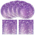 CHUNNIN 50-Piece Purple and Silver Birthday Plates and Napkins Set for 25 Guests