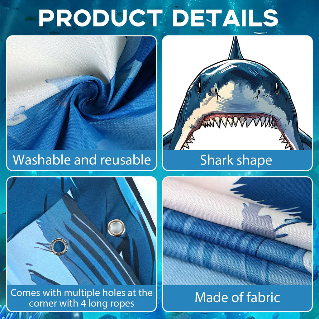 CHUNNIN Shark Porch Banner Set – 3-Piece Sea Animal Door Decoration for Ocean Birthday Parties, Photo Backdrop, Indoor/Outdoor Use