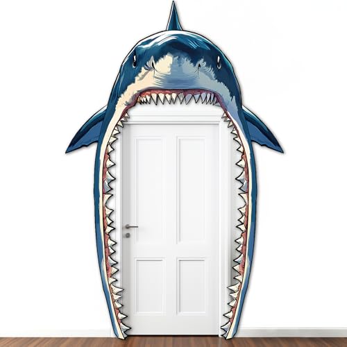 CHUNNIN Shark Porch Banner Set – 3-Piece Sea Animal Door Decoration for Ocean Birthday Parties, Photo Backdrop, Indoor/Outdoor Use