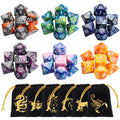 CiaraQ 42-Piece Polyhedral Dice Set – 6 Complete Sets for D&D RPG Games with Gold Pouches