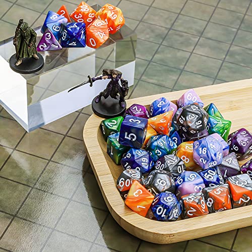 CiaraQ 42-Piece Polyhedral Dice Set – 6 Complete Sets for D&D RPG Games with Gold Pouches