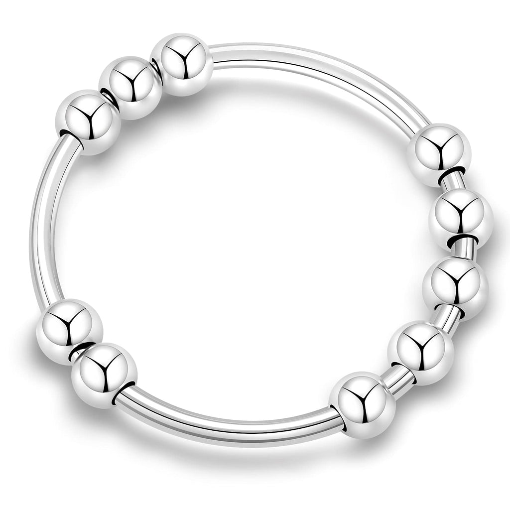 CIELTEAR 925 Sterling Silver Fidget Ring - Spinner Ring for Anxiety Relief for Women