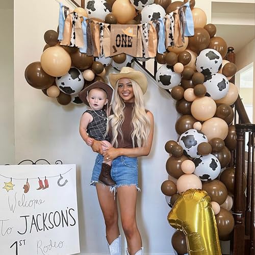 CIEQR Blue Cowboy Rodeo Highchair Banner for 1st Birthday - My First Rodeo Party Decoration, 80 x 5.5 Inches