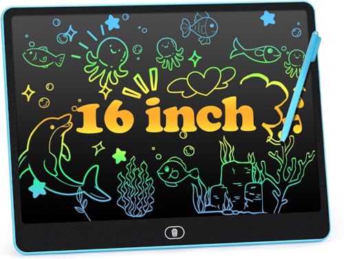 cimetech 16-Inch LCD Writing Tablet for Kids - Blue Doodle Board, Travel-Friendly, Eye-Protecting Screen