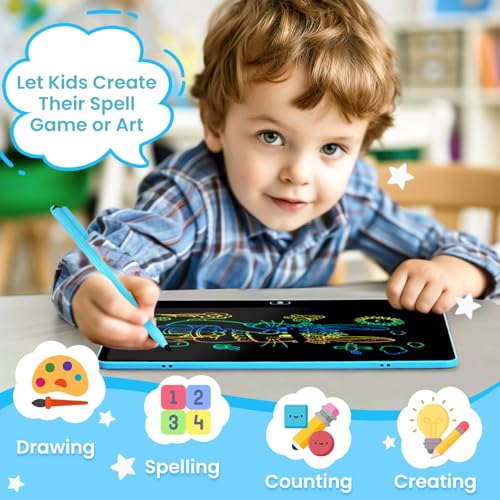 cimetech 16-Inch LCD Writing Tablet for Kids - Blue Doodle Board, Travel-Friendly, Eye-Protecting Screen