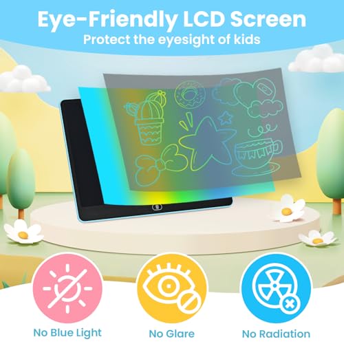 cimetech 16-Inch LCD Writing Tablet for Kids - Blue Doodle Board, Travel-Friendly, Eye-Protecting Screen