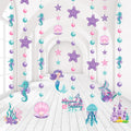 Cindeer 8-Piece Mermaid Under the Sea Garland Set - Ocean Party Decorations with Jellyfish, Starfish, and Mermaids