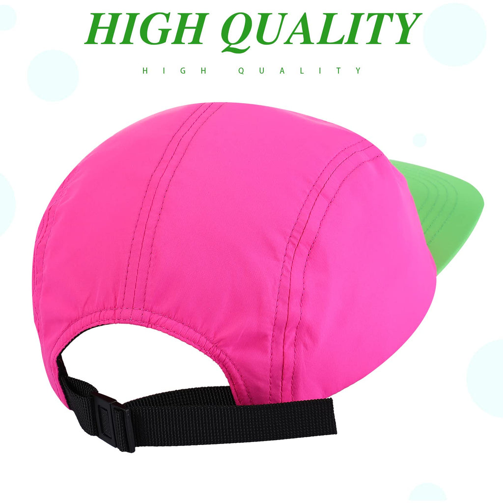 Cindeer Adjustable Neon Hat - 80s 90s Retro Nylon Cap for Costumes & Outdoor Activities