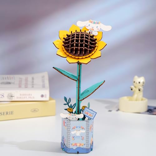 Cinnamoroll Sunflower 3D Wooden Puzzle Kit – Hands Craft DIY Model