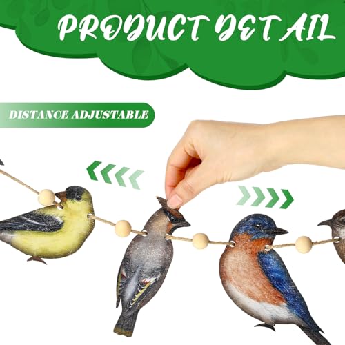 Cinnvoice Wooden Bird Garland Banner - 6.56 ft Hanging Decor for Parties, Baby Showers, Nursery
