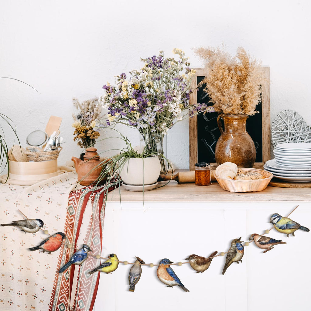 Cinnvoice Wooden Bird Garland Banner - 6.56 ft Hanging Decor for Parties, Baby Showers, Nursery