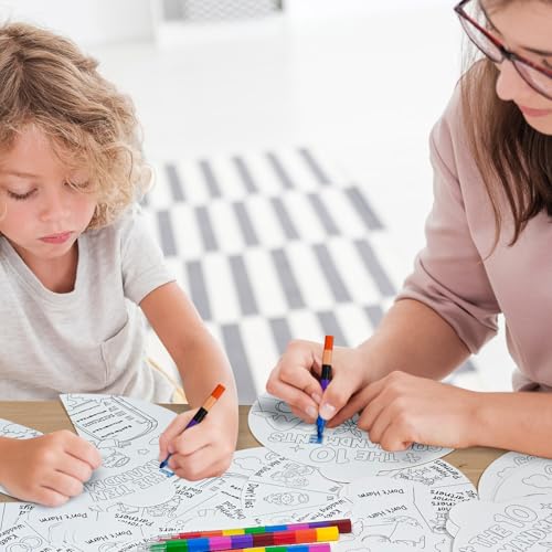 Cinrobiye Ten Commandments Coloring Wheel Craft Kit – 48 Cards, 3 Patterns, Crayons & Pins for Sunday School & VBS