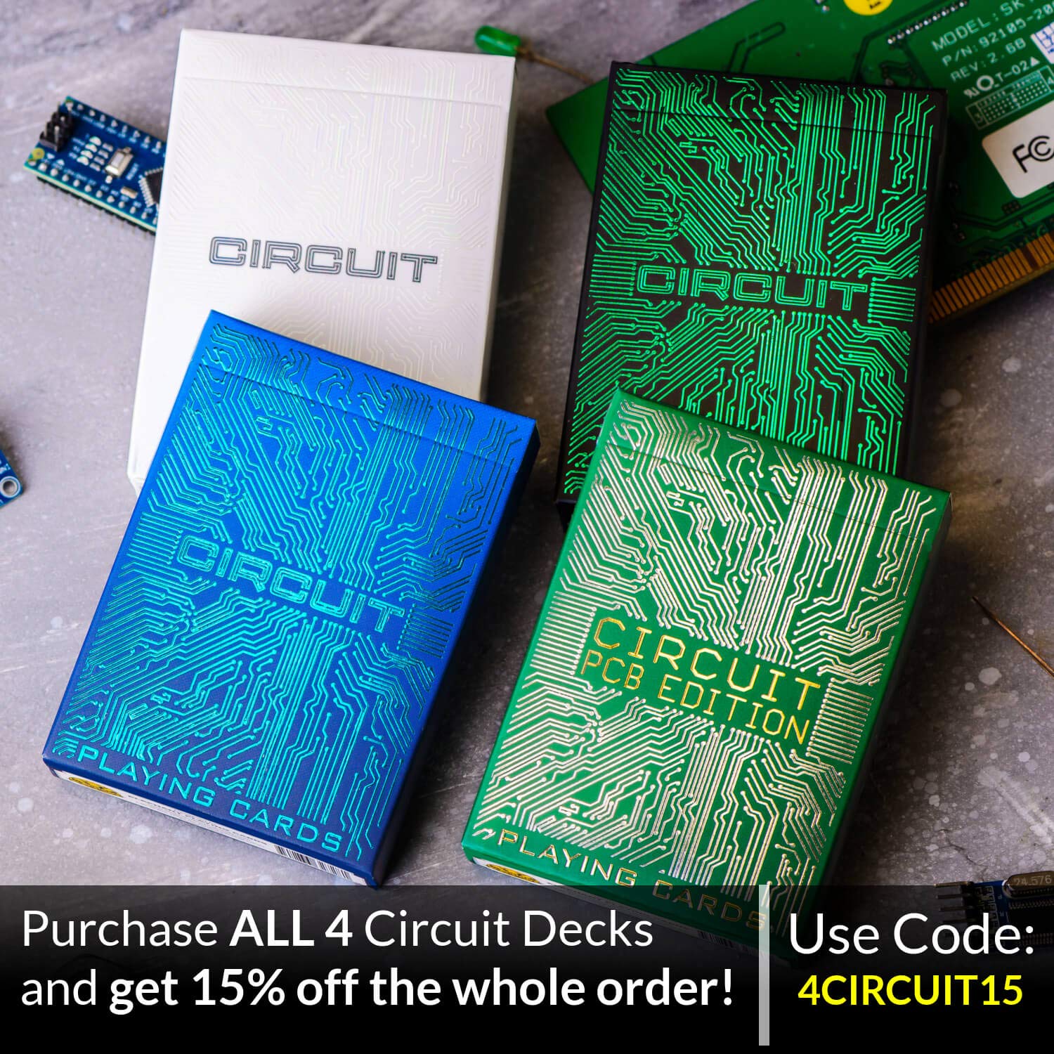 Circuit Playing Cards: Creative Circuit Board Deck with Free eBook - Elephant Playing Cards