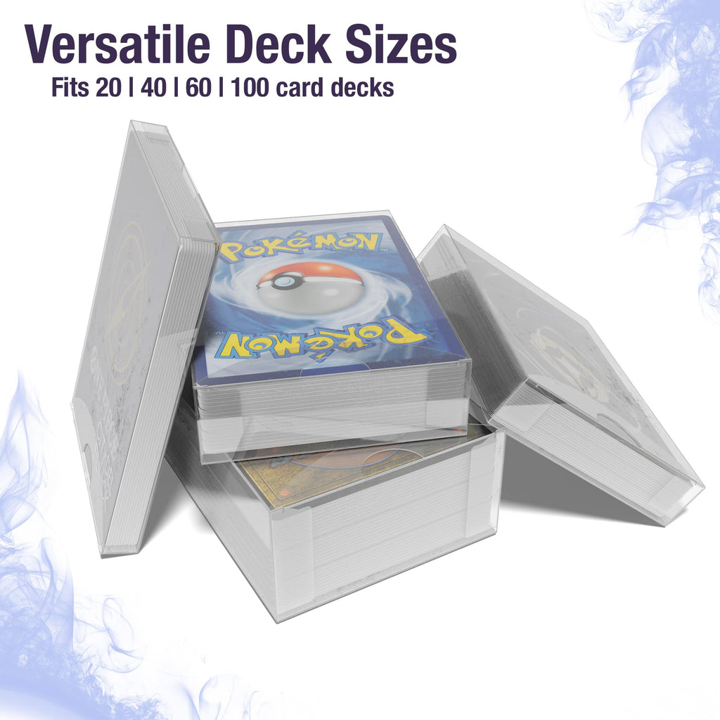 Citadel Black ClearFit Deck Boxes – 12-Pack Variety (20, 40, 60, 100) Clear Plastic Storage for MTG, Pokémon, TCG Cards