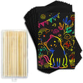 Cityrosy Rainbow Scratch Paper 120-Piece Set - 80 Sheets & 40 Bamboo Stylus Pens for Kids Ages 3-12