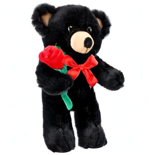 Civaner 11.8-Inch Black Bear Plush with Rose – Soft Stuffed Animal for Gifting