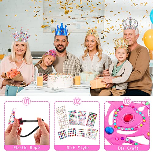 Civaner 17-Piece Princess Crown DIY Kit with Rhinestone Stickers for Kids