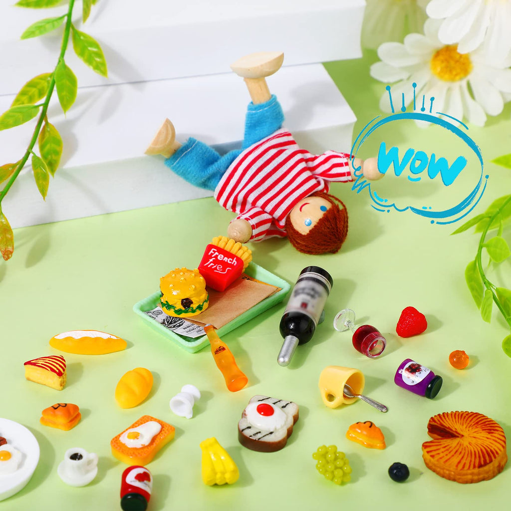 Civaner 38-Piece Miniature Food Play Set – 7 Themed Dollhouse Food Accessories for Pretend Kitchen