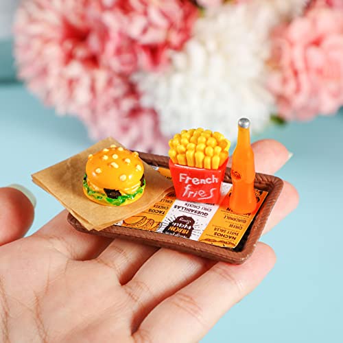 Civaner 38-Piece Miniature Food Toy Set for Dollhouse - Resin Fast Food Playset with Burgers, Fries, and Drinks