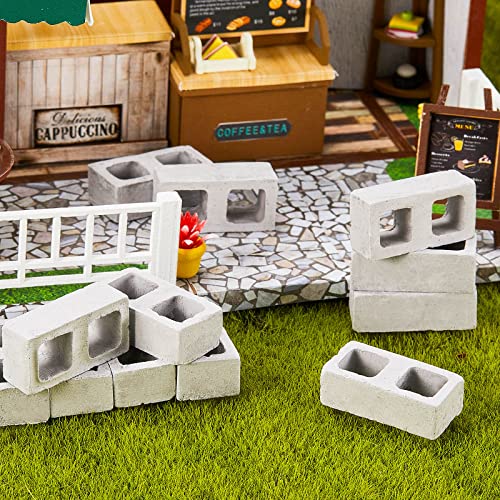 Civaner 50-Piece 1/12 Scale Miniature Concrete Bricks for Dollhouse Landscaping and DIY Projects