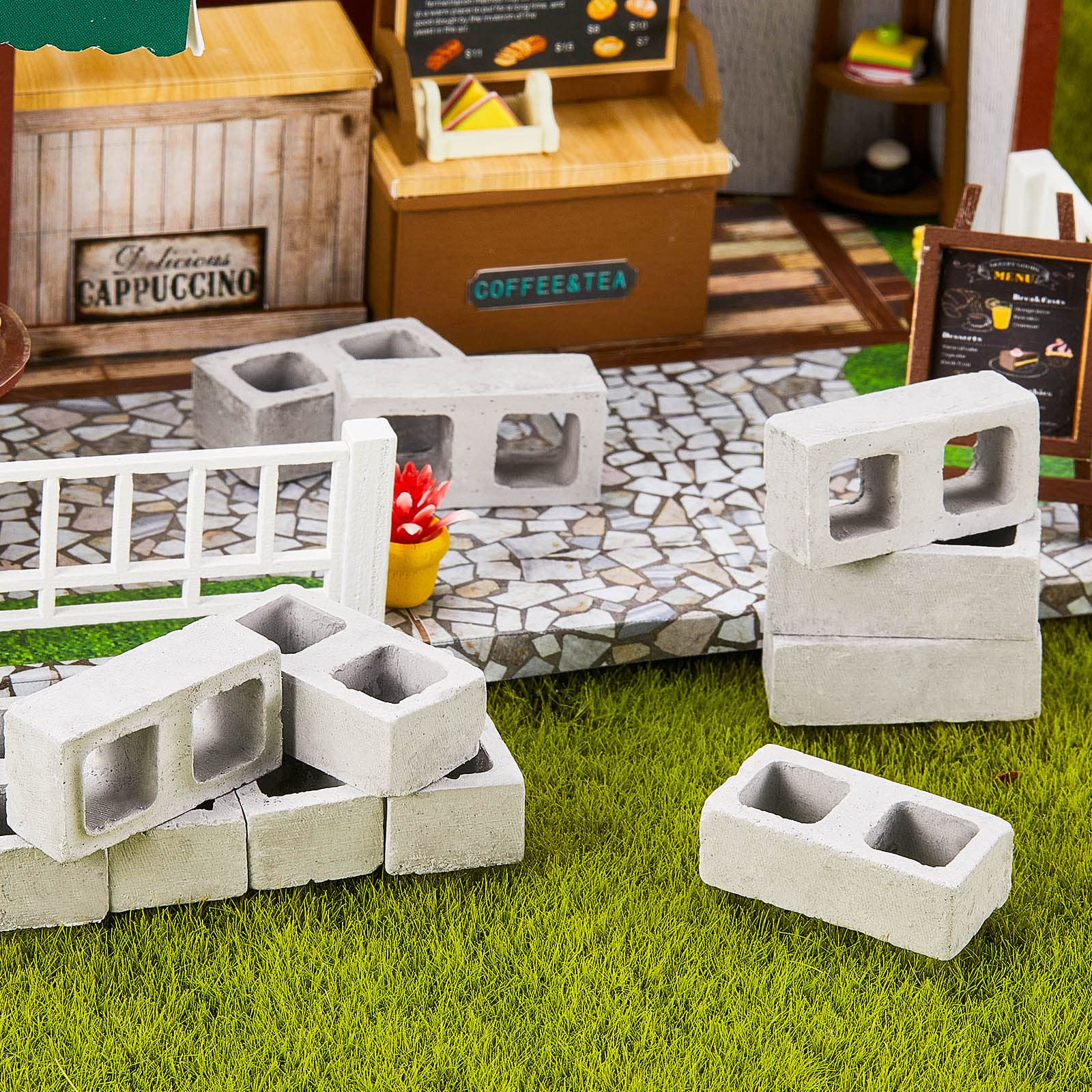 Civaner 50-Piece 1/12 Scale Miniature Concrete Bricks for Dollhouse Landscaping and DIY Projects