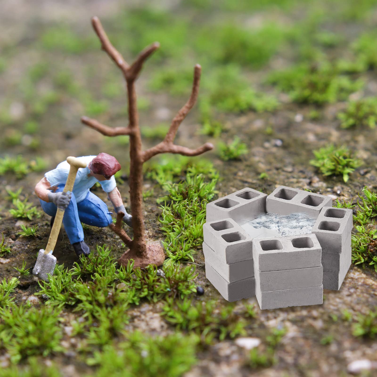 Civaner 50-Piece 1/12 Scale Miniature Concrete Bricks for Dollhouse Landscaping and DIY Projects