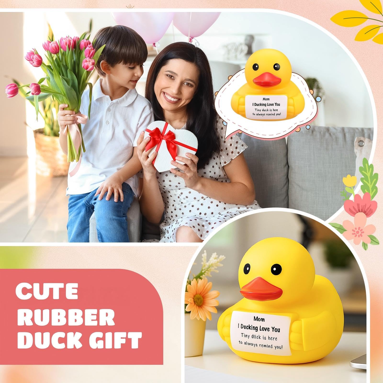 Civaner 7-Inch Emotional Giant Rubber Duck with Positive Message – Motivational Desk Toy for Mom, Graduation, or Thank You Gifts