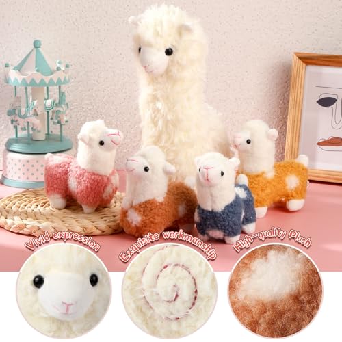 Civaner Llama Stuffed Animal Set - 5 Plush Alpacas, Mom & Babies, Soft Cute Gifts