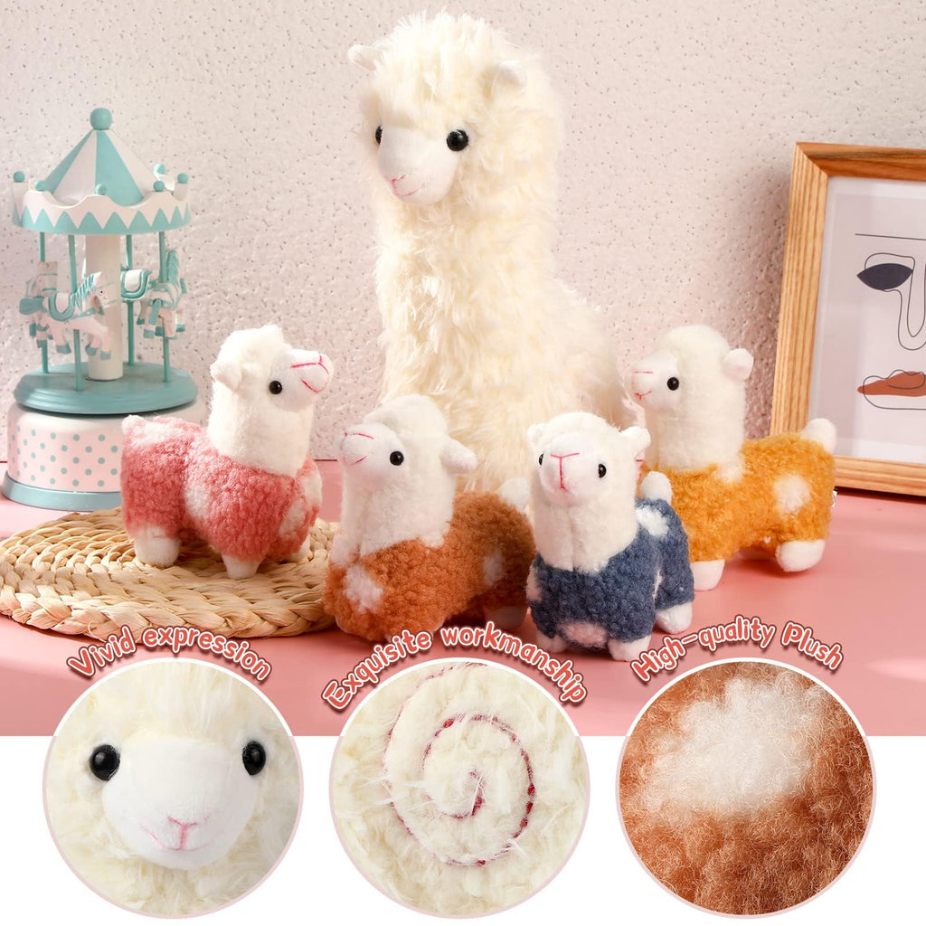 Civaner Llama Stuffed Animal Set - 5 Plush Alpacas, Mom & Babies, Soft Cute Gifts