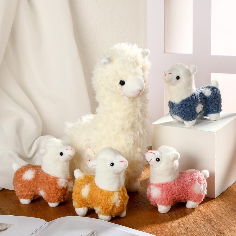 Civaner Llama Stuffed Animal Set - 5 Plush Alpacas, Mom & Babies, Soft Cute Gifts