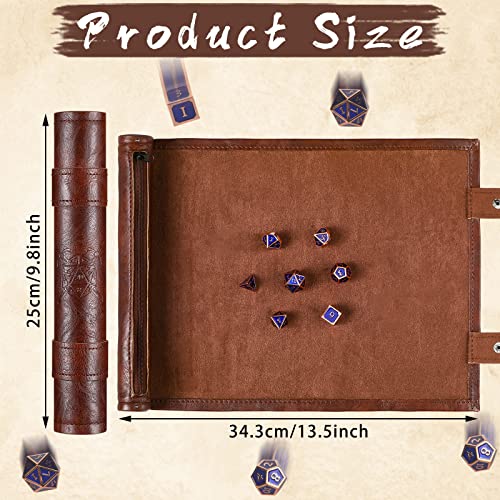 Civaner PU Leather Dice Mat Tray - Folding Rolling Mat with Zipper, Brown (1-Pack)