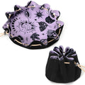CiyvoLyeen Black Drawstring Dice Bag with Velvet Tray – 9.7-Inch Foldable Round Tray for D&D and Tabletop RPGs