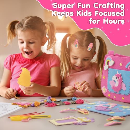 CiyvoLyeen Felt Sewing Kit for Girls - 10 Projects, Video Instructions, Safe for Ages 6-12