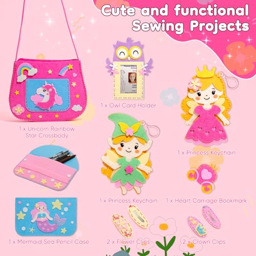 CiyvoLyeen Felt Sewing Kit for Girls - 10 Projects, Video Instructions, Safe for Ages 6-12