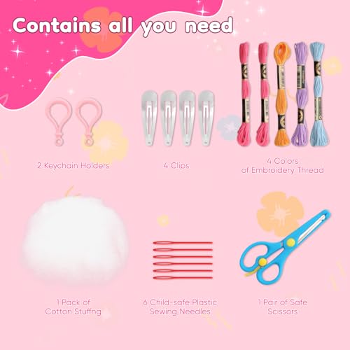 CiyvoLyeen Felt Sewing Kit for Girls - 10 Projects, Video Instructions, Safe for Ages 6-12