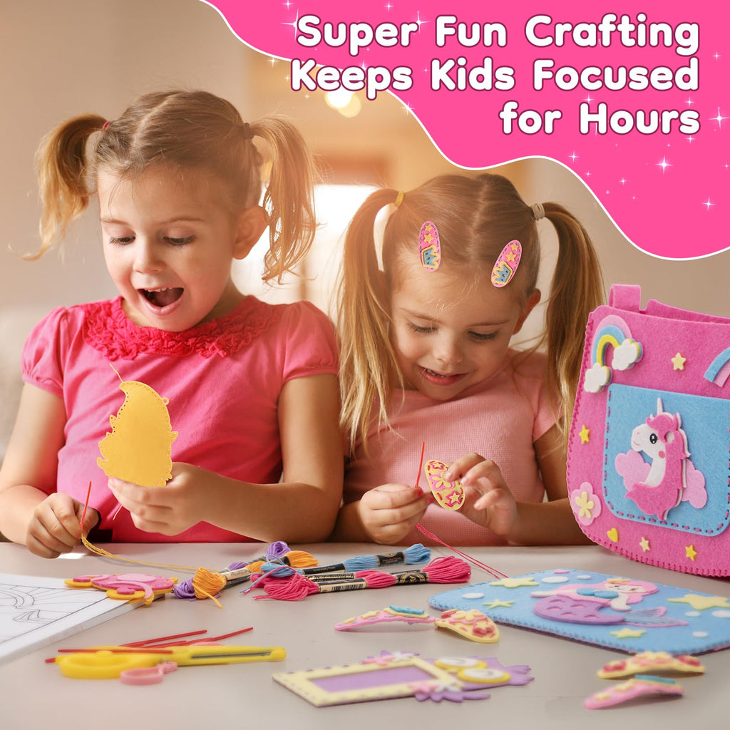 CiyvoLyeen Felt Sewing Kit for Girls - 10 Projects, Video Instructions, Safe for Ages 6-12