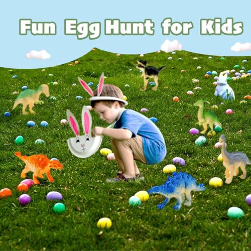 CLAPET 12 Prefilled Easter Eggs with Dinosaur Toys – Easter Basket Stuffers for Kids 3-8