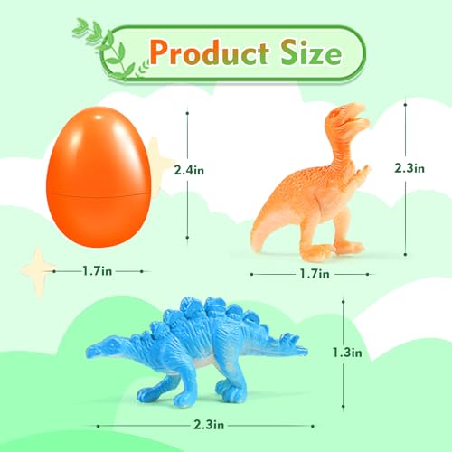 CLAPET 12 Prefilled Easter Eggs with Dinosaur Toys – Easter Basket Stuffers for Kids 3-8